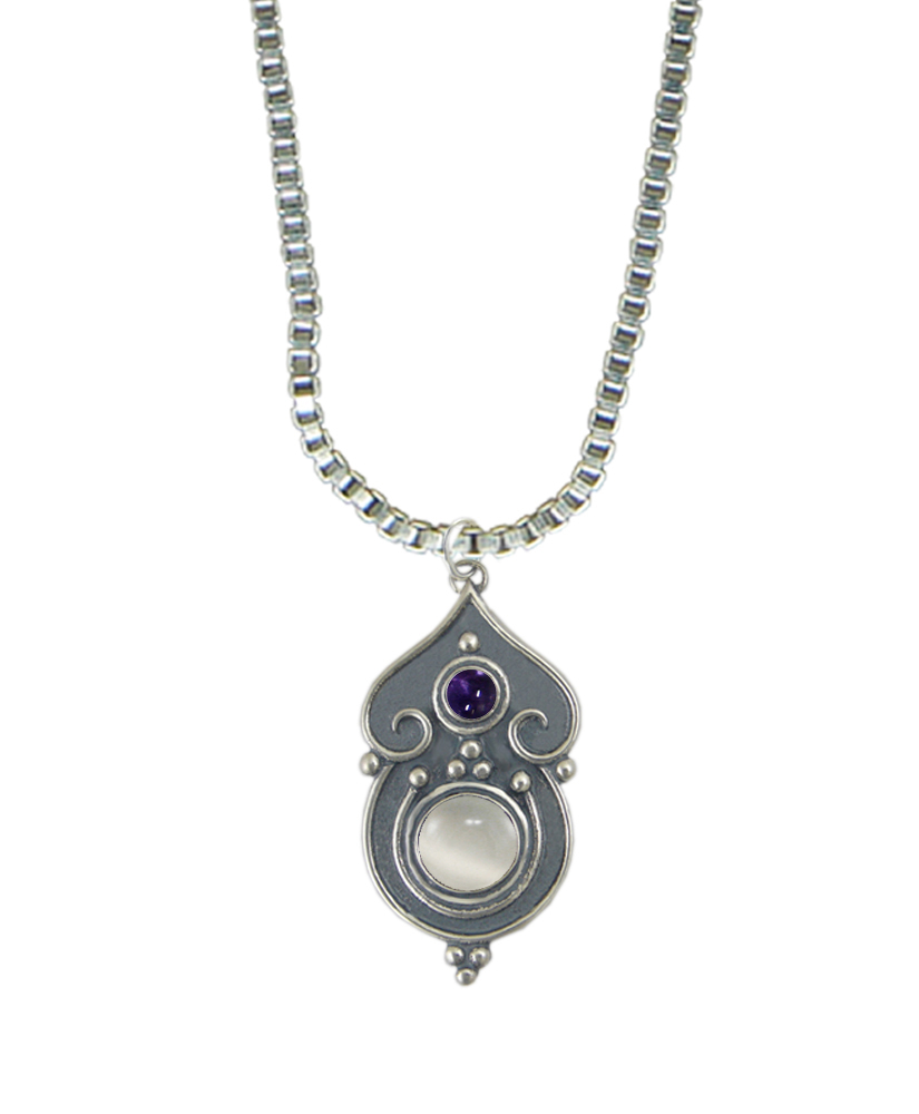 Sterling Silver Necklace White Moonstone And Iolite